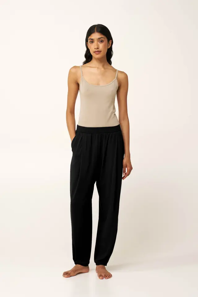 Γυναικείο Παντελόνι Viscose με Μανσέτες Vamp 24823 BLACK
