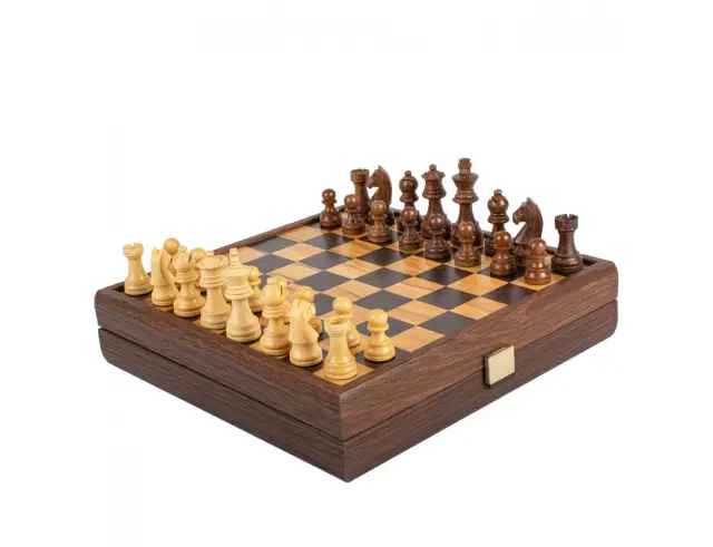 Σετ Χειροποίητο Σκάκι Wooden Chess Manopoulos από Ξύλο, με πιόνια Staunton, θήκη αποθήκευσης και διαστάσεις 27x27cm - Olive BurlSKW4130H 2