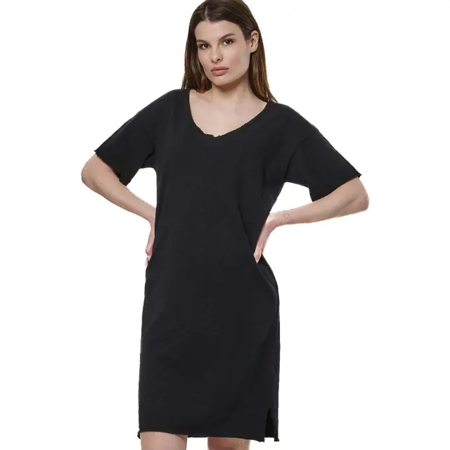 Body Action Women's Slub V-Neck Dress Μαύρο 051527-01 (Body Action)
