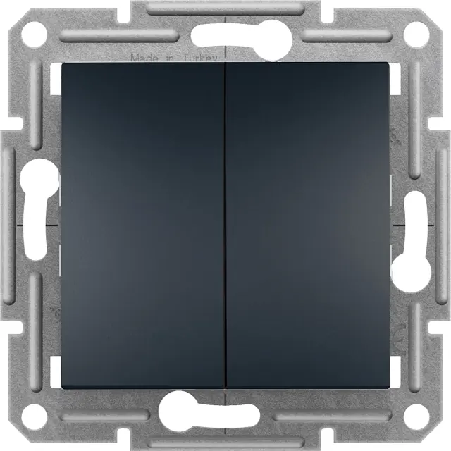 Asfora - 1pole 2circuits switch, screwless terminals, wo frame, anthracite