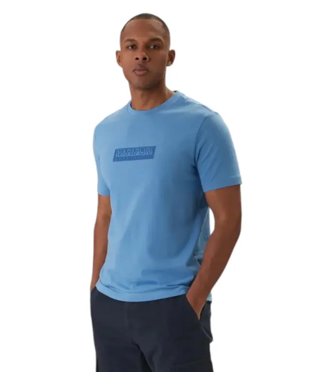 Napapijri - Ανδρική Μπλούζα Κοντομάνικη S-Box Logo NP0A4IFL-B9A Γαλάζιο - S