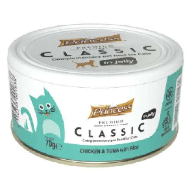 Princess Premium Classic Κονσέρβα Γάτας με Τόνο, Κοτόπουλο & Ρύζι 70gr