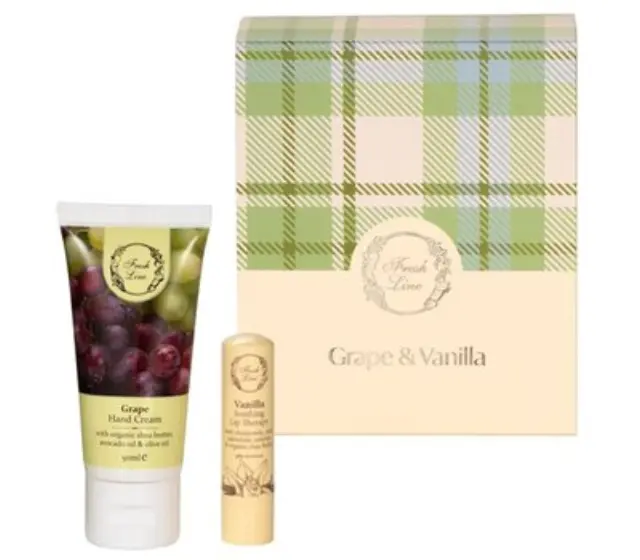 FRESH LINE XMAS Promo '25 Mini Grape & Vanilla Kρέμα Χεριών, 50ml & Καταπραϋντικό Balm Χειλιών, 5.4gr