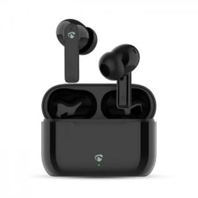 Bluetooth ακουστικά handsfree με θήκη φόρτισης και λειτουργία environmental noise cancelling (ENC), σε μαύρο χρώμα. 2