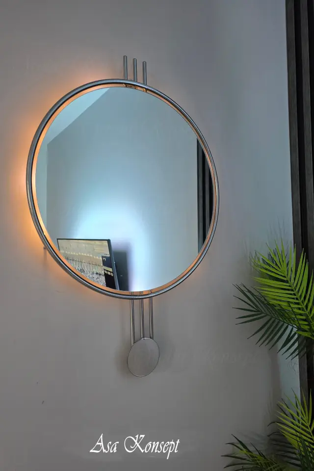 Stewehome Διακοσμητικός καθρέφτης τοίχου με LED φωτισμό από μέταλλο για σαλόνι ή διάδρομο 60x85x60 cm