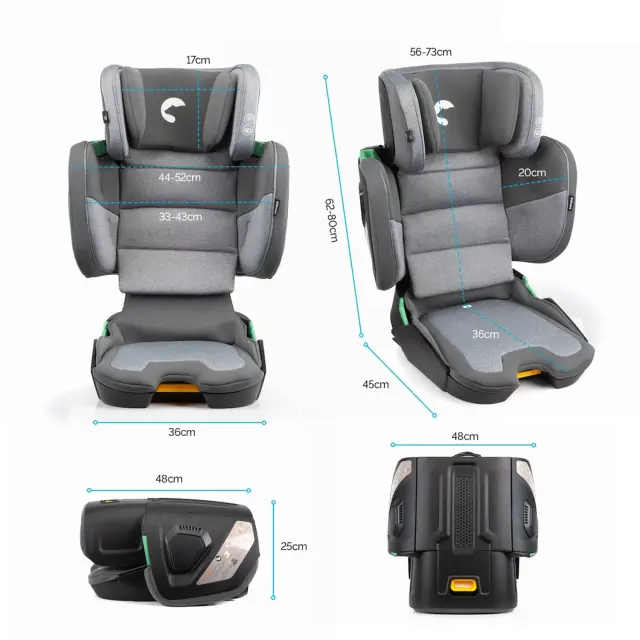 Kidnort Κάθισμα Αυτοκινήτου Mane 100-150 cm i-SIZE Grey KNFOT000013 3