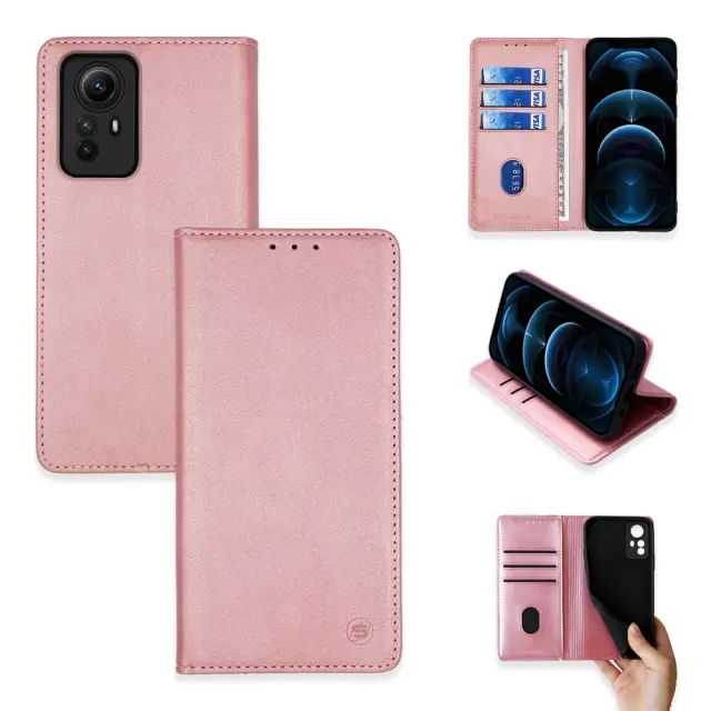 Θήκη Βιβλίο Vintage Magnet Book Sonique Xiaomi Redmi Note 12s Ροζ Χρυσό