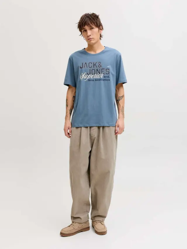JJELOGO TEE SS O-NECK 2 COL SS26 SN Blue Mirage 3