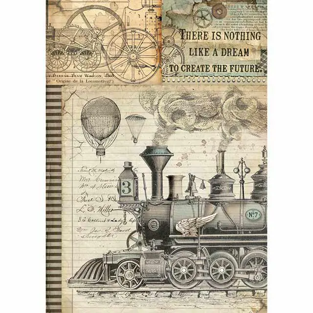 Stamperia Ριζόχαρτο για Decoupage - Τραίνο Voyages Fantastiques - A4