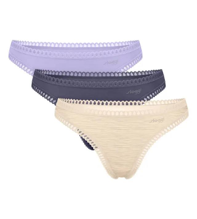 Sloggi Βαμβακερά Σλιπ Go Crush String Συνδυασμός Λιλά 3-Pack 2