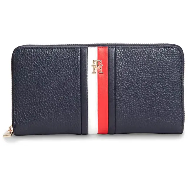 Tommy Hilfiger Γυναικείο Μεγάλο Πορτοφόλι TH Hilfiger Icon Continental Zip-Around Σκούρο Μπλε