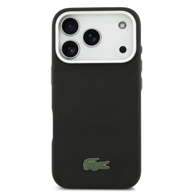 Lacoste PVC Iconic Petit Pique Metal Logo MagSafe Case for iPhone 17 Pro Black 3