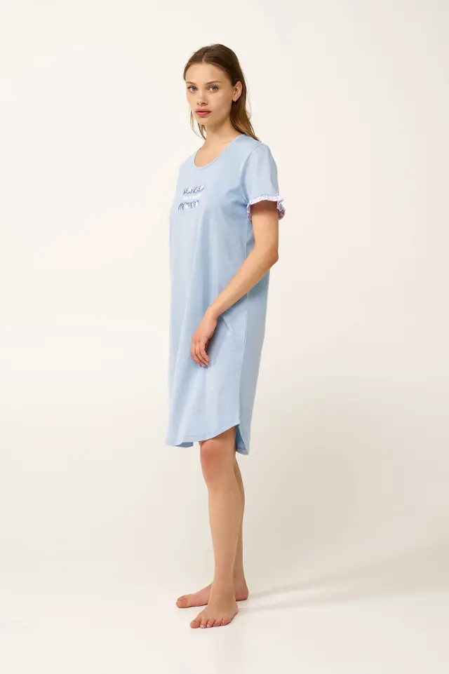 Βαμβακερό Νυχτικο με Κοντό Μανίκι Vamp 24244 BLUE KENTUCKY 2
