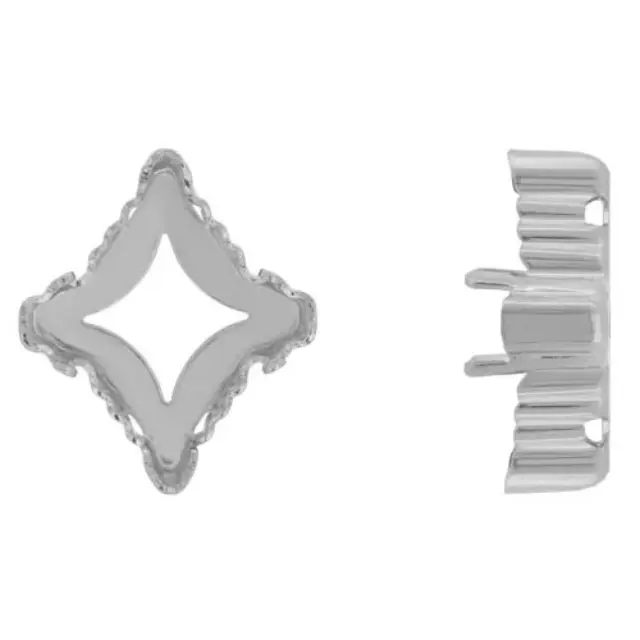 Καστόνι Swarovski 4927 Rhombus Tribe Stone 14x12mm με 4 Νύχια - Rhodium Plated - 3τεμ