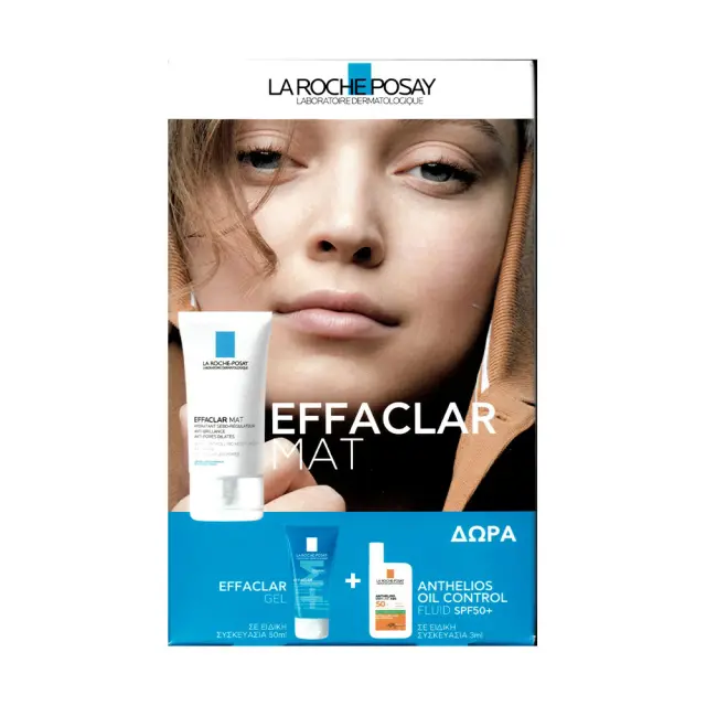 La Roche-Posay Promo Effaclar MAT 40ml Καθημερινή Φροντίδα κατά της γυαλάδας και των διεσταλμένων πόρων με ΔΩΡΟ Effaclar Gel 50ml & Anthelios UVMUNE 400 Oil control fluid SPF50+ 3ml