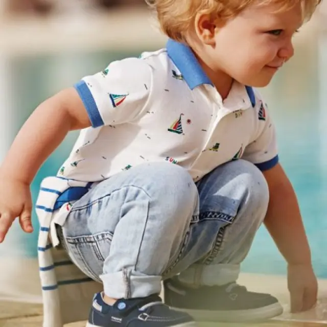 Baby 6 μηνών έως 4 ετών Παντελόνι slim fit από βιώσιμο βαμβάκι τζιν ανοιχτό - 3Ε 2