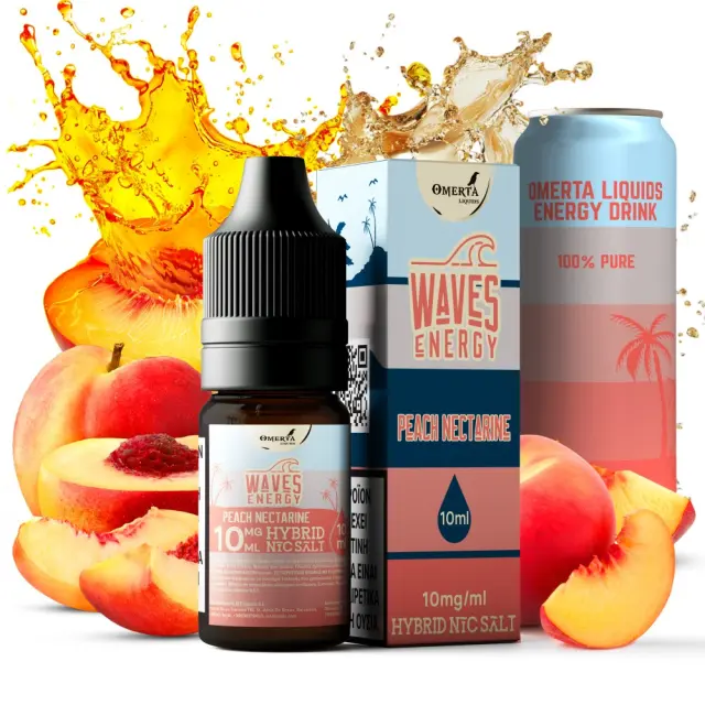 Peach Nectarine 10ml Hybrid Nic Salt - Waves Energy by Omerta 10mg
