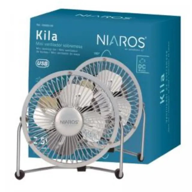Επιτραπέζιος Ανεμιστήρας Niaros Kila USB 2.5W Mini Γκρι N68210 3