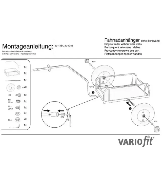Variofit zu-1382 Τρέιλερ Ποδηλάτου Μεταφοράς Εμπορευμάτων για Φορτίο Βάρους ως 150kg 3