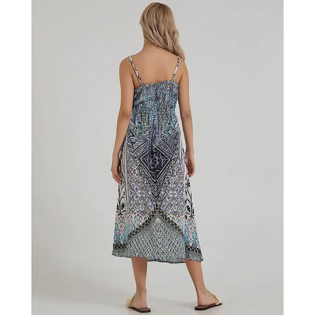 Φόρεμα Midi Τιράντα Γαλάζιο/Λευκό Μέγεθος One Size (100% Κρεπ) 5-41-375-0295 3