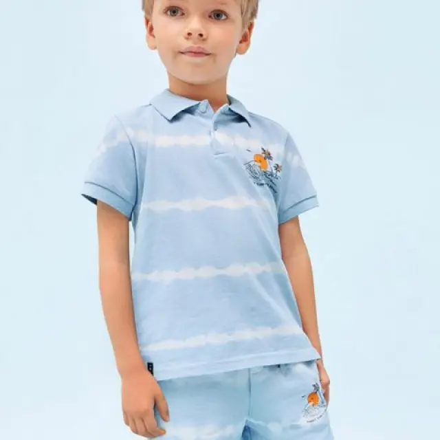 Mini 2 έως 10 ετών Βερμούδα tie dye από βαμβάκι γαλάζιο - 7Ε 2