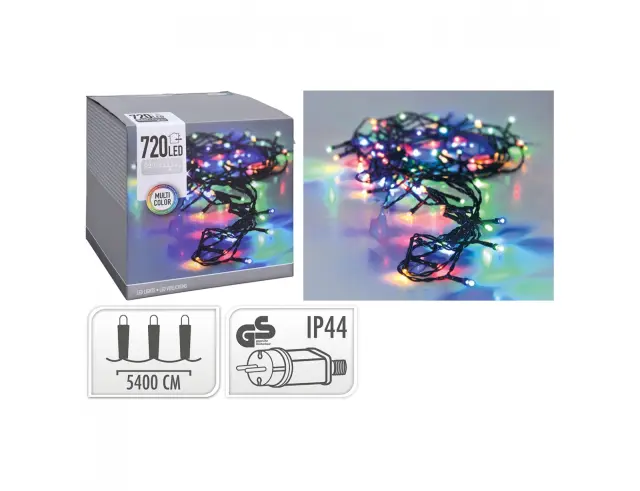 720 Φωτάκια LED - 53.9 Μέτρα + 3 Μέτρα σύνδεσης, Κανονική Διάταξη, Πράσινο καλώδιο PVC - Πολύχρωμο AX7402070 2
