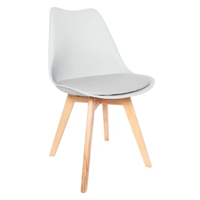 Καρέκλα Veni Unihome Γκρι/Ξύλινο Πόδι 51x44x77εκ (Σετ 4 τεμαχίων)