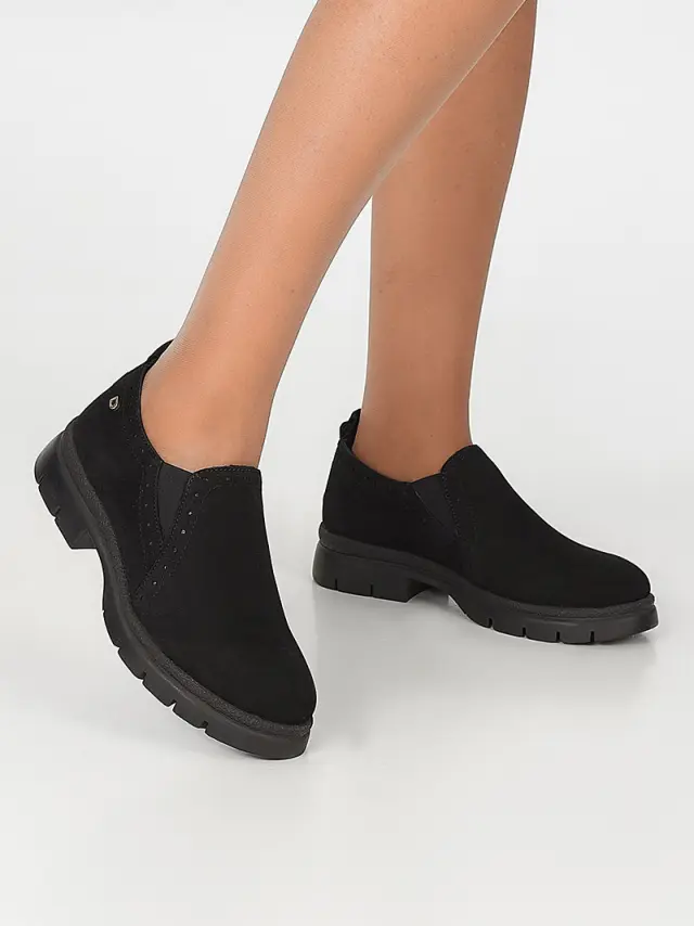 Donna Serena Μοκασίνια-Loafers Γυναικείο δέρμα Nubuck Μαύρο DSE/5394 NERO 2