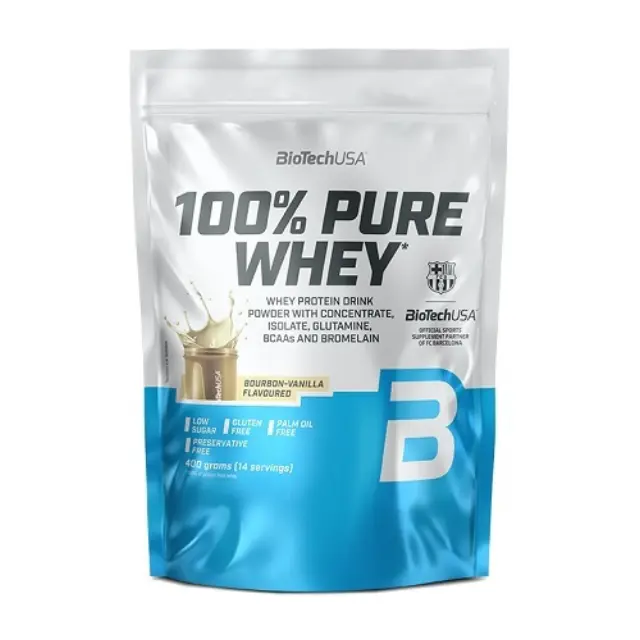 Biotech USA 100% Pure Whey Πρωτεΐνη Ορού Γάλακτος Χωρίς Γλουτένη με Γεύση Bourbon Vanilla 400gr