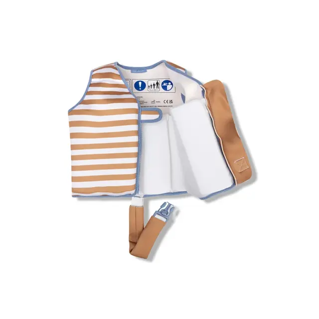Swim Essentials: Σωσίβιο γιλέκο κολύμβησης με ιμάντα ασφαλείας (2-3 ετών) "Brown White Striped" 411487 2