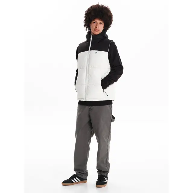 Emerson Men's Puffer Vest Jacket (242.EM10.78-Off White-Black) - Λευκό-Μαύρο 3