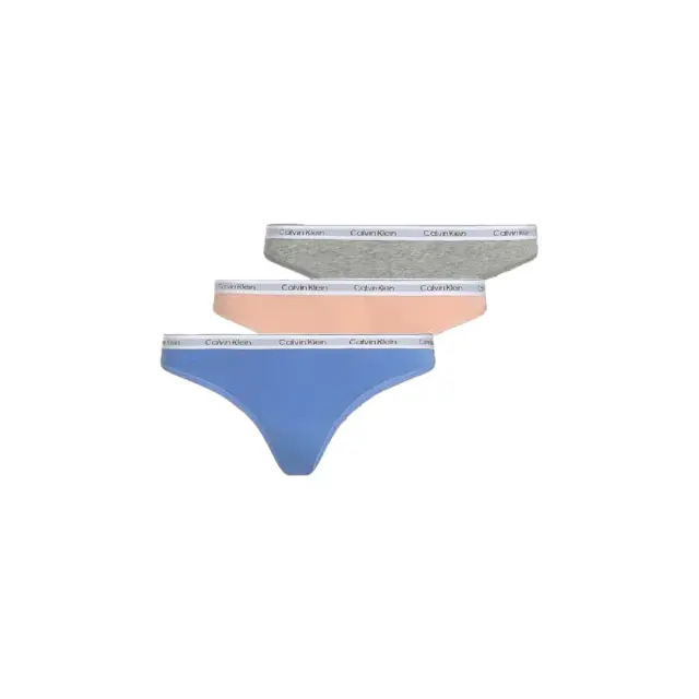 Calvin Klein Γυναικείο String Modern Logo Thongs - Τριπλό Πακέτο, Χρώμα Glacier-Melon Frenzy-Grey - L