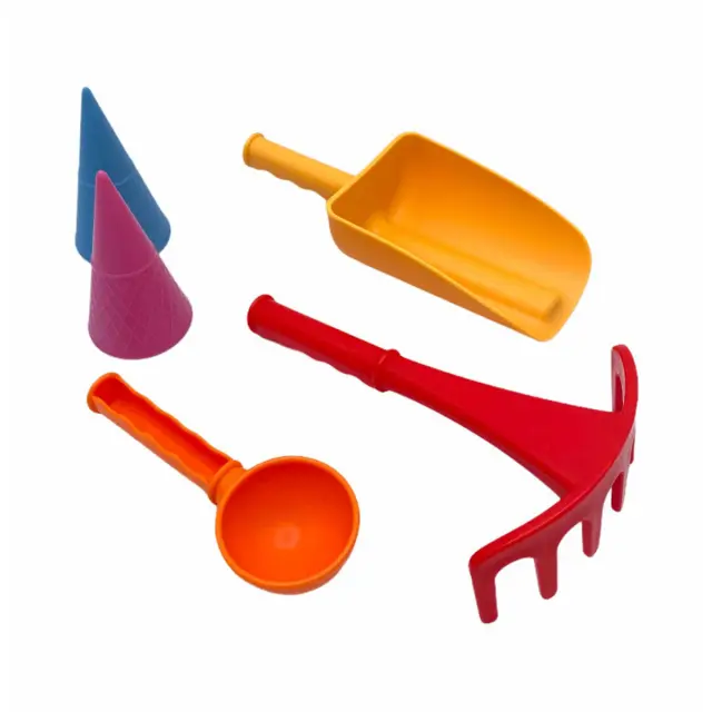 Κουβαδάκι + Φτυαράκια Παραλίας (Σετ 7τμχ) CompacToys Red 2