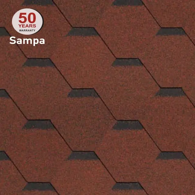 Monotex Technonicol Sampa Αυτοκόλλητα Ασφαλτικά Κεραµίδια Ρόμβος Κόκκινος Τιμή Συσκευασίας 3m² / SAMPAR