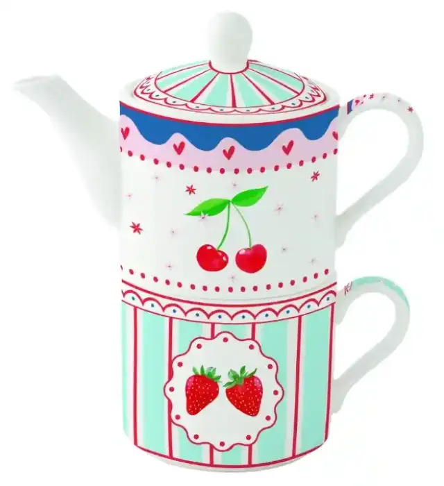 Easy Life Σετ Τσαγιού Tea For One Πορσελάνης Fruit Mania 280ml & 280ml Πολύχρωμο