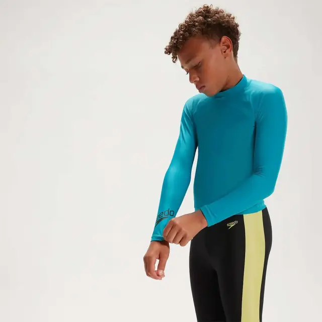 Speedo Unisex Kids Long Sleeve UV Protection Rash Top Πετρόλ 800319314308 (Speedo) - 164 2