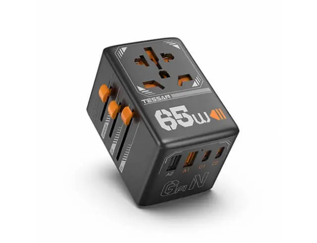 Αντάπτορας Ταξιδίου/Φορτιστής TESSAN (TS-WTA03) - 65W - 2x USB-C + 2x USB-A - Μαύρο TS-WTA03