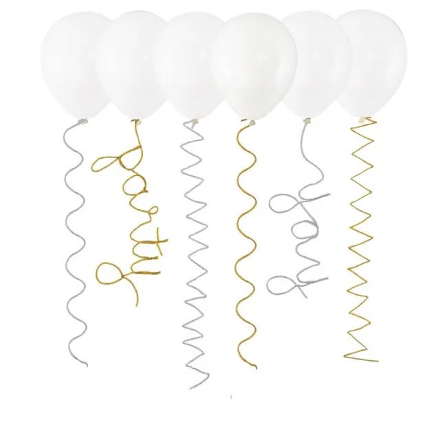 Ουρά Μπαλονιού Ασημί & Χρυσό Pipe Cleaner Balloon Tails / 6 τεμ