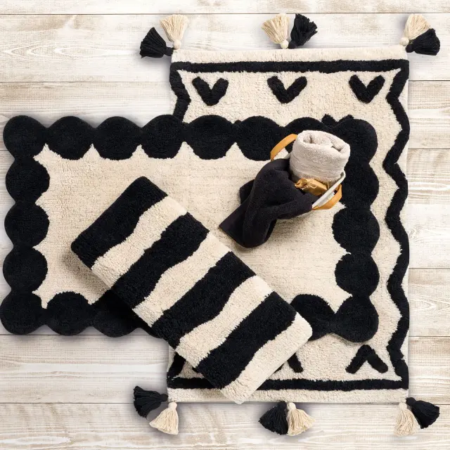Ταπέτο μπάνιου 50x80 Ivory - Black 0767 Das Home 2