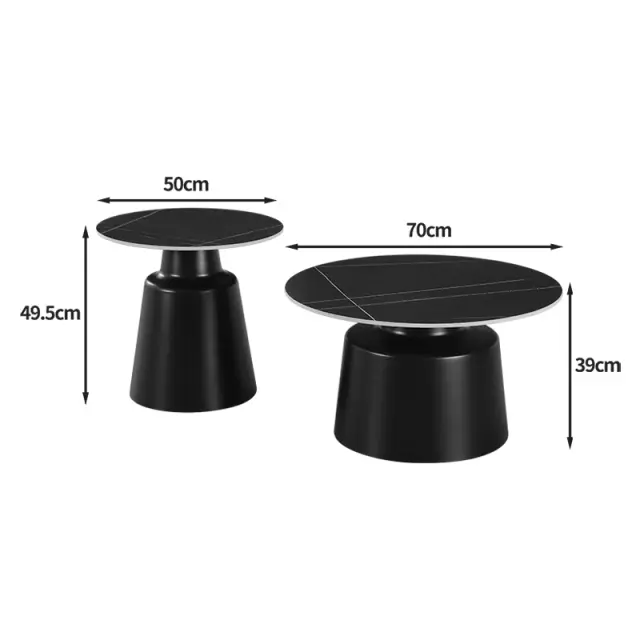 Τραπέζια σαλονιού Sculpt pakoworld σετ 2τεμ μέταλλο cappuccino- sintered stone λευκό μαρμάρου 2