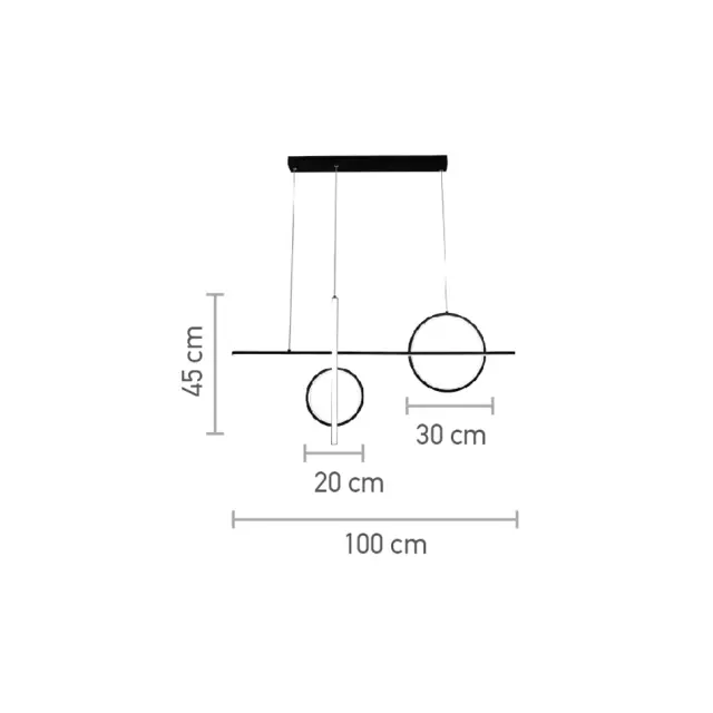 InLight Κρεμαστό φωτιστικό LED 55W 3CCT (by switch) σε μαύρη απόχρωση D:100cm (6043) 2