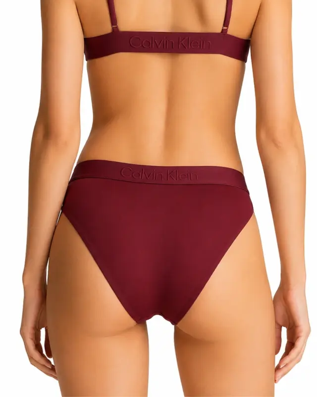Calvin Klein Γυναικείο Bikini Bottom Μπορντό Ψηλόμεσο 3