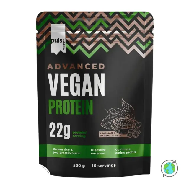 Advanced Vegan Σοκολάτα & Φουντούκι 72% Πρωτεΐνη – Puls Nutrition – 500gr 6430056596150