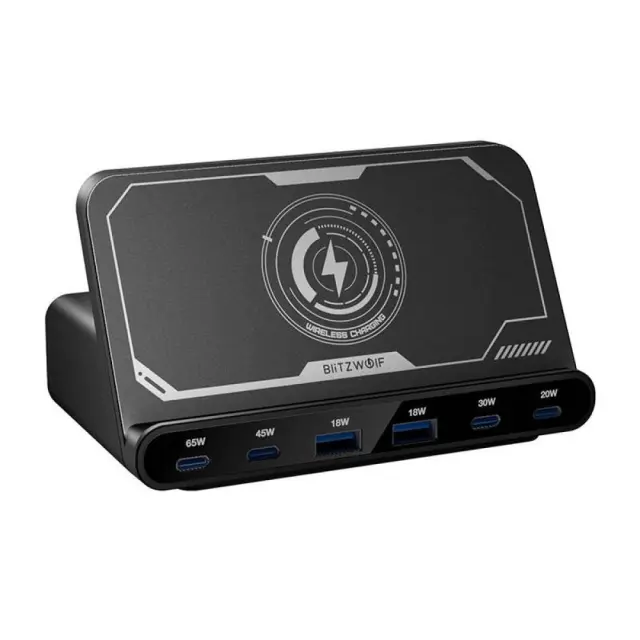 BlitzWolf Ασύρματος Φορτιστής (Qi Pad) με 2 Θύρες USB-A και 4 Θύρες USB-C 160W Quick Charge 3.0 Μαύρος (BW-S27)