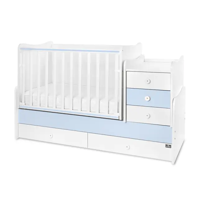 Lorelli Πολυμορφική κούνια - κρεβάτι "Maxi Plus" 70/160 TRIO White - Baby blue Μπλε