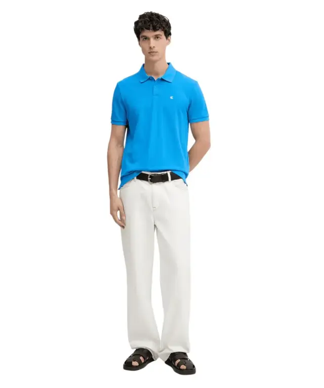 Calvin Klein - Ανδρική Μπλούζα Κοντομάνικη Polo Monogram Pique Plein Air Regular Fit LV040EM269-CFM Γαλάζιο 2