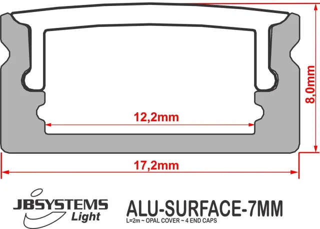 JBSYSTEMS ALU-SURFACE-7MM-2M ΚΑΝΑΛΙ ΓΙΑ ΤΑΙΝΙΑ LED 3