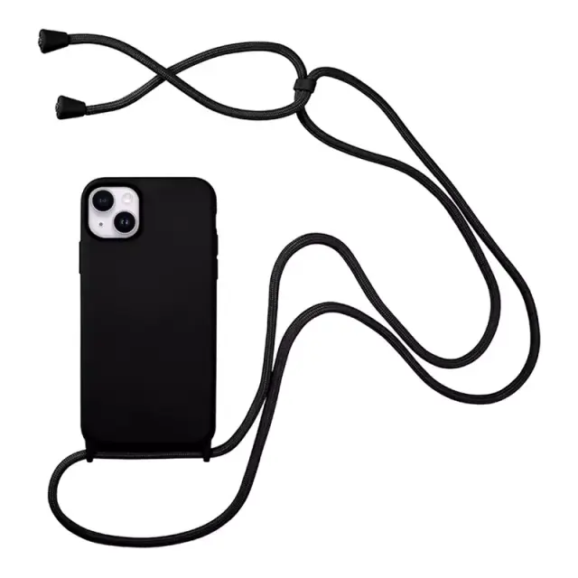 My Colors Carryhang Back Cover Σιλικόνης με Λουράκι για Apple - iPhone 14 - Μαύρο