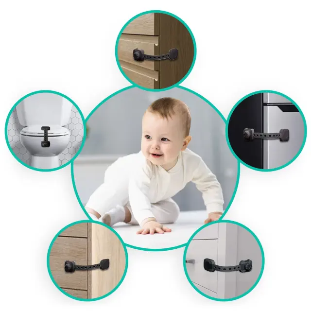 Ricokids Προστατευτική κλειδαριά γενικής χρήσης 6τμχ Μαύρο 2