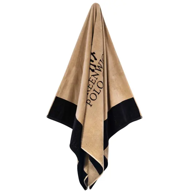 Πετσέτα Θαλάσσης 90x170 400gsm Essential Greenwich Polo Club 4046 Taupe-Black 100% βαμβακερό 2